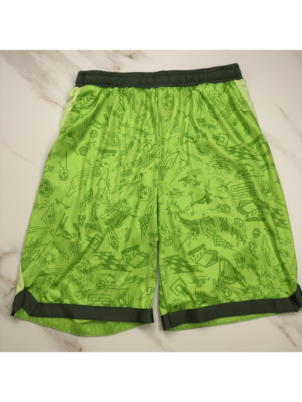 Tek Gear Green Pattern Logo Shorts - Boys XL Husky